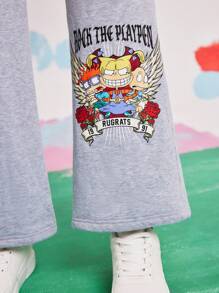 Nick 90s | SHEIN 女士卡通印花运动裤 - 灰色 - 查看 7