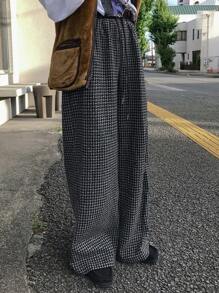 FRIFUL Women's Thick Plaid Loose Wide-Leg Casual Pants Fall,Winter - Grey - View 7