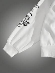 Manfinity VCAY Felpa con cappuccio oversize da uomo bianca lavorata a maglia con stampa a croce