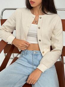 Muchica Women's Long Sleeve Tweed Short Jacket, Autumn & Winter - Beige - View 6