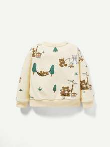 Cozy Pixies 2 pezzi Set di felpe girocollo per neonato con stampa di animali dei cartoni animati e colori a contrasto