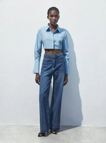 SHEIN Maija Áo cánh nữ thanh lịch giản dị phong cách thành thị có thể điều chỉnh lưng mới, tiệc trở lại trường, màu xanh - Màu xanh lam - Xem 6