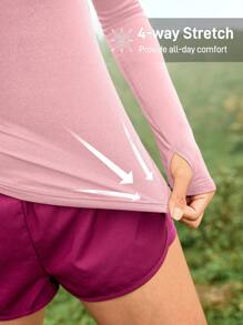 In My Nature 女士纯色圆领长袖休闲户外 T 恤 - 粉色 - 查看 3