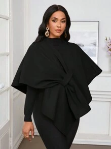 SHEIN Lady Veste chale structurée avec nœud papillon à la taille pour femme