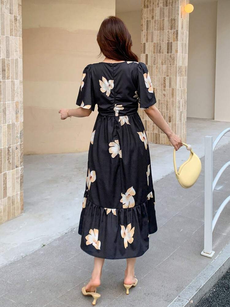 Women's V-Neck Allover Floral Print Dress Sundress,Dress For Wedding