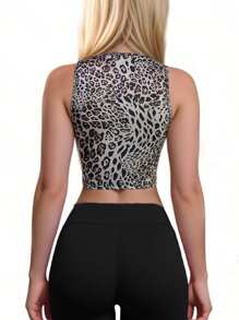INAWLY Women's Sexy V-Neck Leopard Print Cropped Tank Top, Summer - Multicolor - View 2