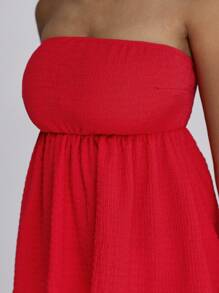 Forever 21 Women Summer Casual Solid Color Tube Top - Red - View 5