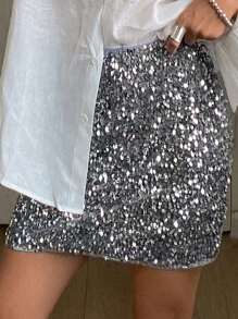 DAZY 亮片闪亮迷你裙，女士舞会裙，秋冬女装裙，新年女装嘉年华服装 - 黑色 - 查看 3