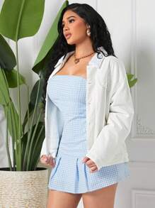 SHEIN SXY 女士牛仔夹克和外套 加厚牛仔布 - 白色 - 查看 1