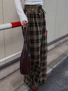 FRIFUL 女式简约格子前系带休闲裤，秋季服装 - 彩色 - 查看 4