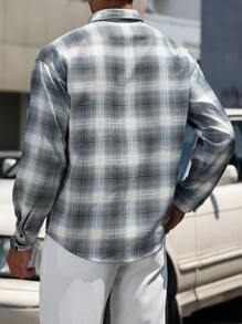 Manfinity Homme قميص رجالي كاوبوي مطبوع بطباعة منقوشة عصرية له جيب, قميص فلانيل, قميص منقوش - متعدد الألوان - مشاهدة 7