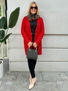 Miaspire Cárdigan informal de manga larga de un solo botonadura, de unicolor, suelto, para mujer, para otoño/invierno