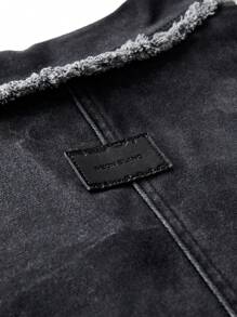 Manfinity VCAY Men's Loose-Fit Long Digital Print 100% Cotton Windbreaker, For Fall Winter - Dark Grey - View 10