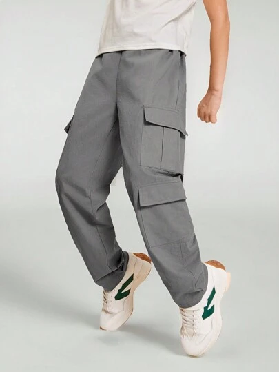 SHEIN Tween Boy 灰色休闲工装裤