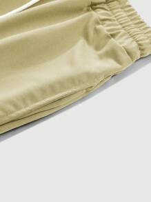 Manfinity Roghcode Men's Casual Contrast Color Print Drawstring Waist Sweatpants - Khaki - View 5