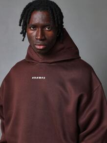 SUMWON Premium Oversized Hoodie Winter Layer Streetwear Essential Heavy Weight Athletic Workout Classic Cozy Pullover Casual Sweatshirt - Brown - View 3