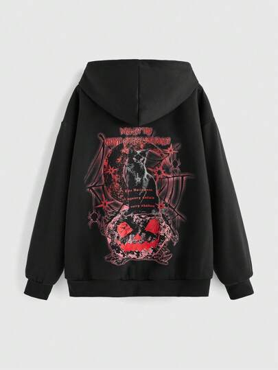 Kawaii Sweat-shirt pour femmes avec imprimé chat noir, citrouille et araignée Y2K