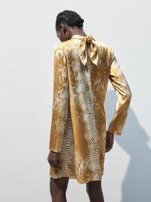 SHEIN Maija 秋季新品 返校/派对优雅金属蛇皮图案女式迷你连衣裙 - 彩色 - 查看 2