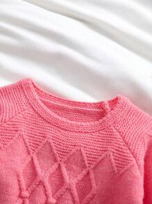 SHEIN 女婴毛衣裙，新品上市。精致设计，独特针织工艺，柔和的玫瑰粉色调，展现独特的个性化外观。百搭造型，适合春冬四季穿着。可爱的粉色刺绣花卉图案，轻盈舒适。优雅大方的廓形，适合休闲、派对、旅行等各种场合。 - 乾枯玫瑰色 - 查看 5