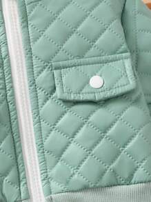 女婴可爱蓬松霓虹长袖夹克 - 綠色 - 查看 4