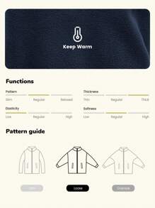 SHEIN Girls' Plain Color Patchwork Button Front Long Sleeve Pocket Casual Sweatshirt - Blue - View 4