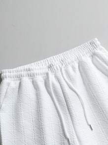 Manfinity Homme 2 件套男士纯色短袖纽扣休闲衬衫和抽绳腰短裤套装