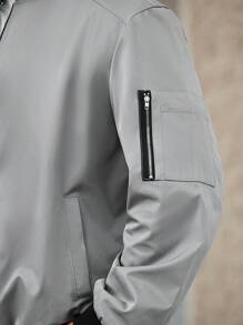Manfinity CasualCool Chaqueta casual con cierre de cremallera y bloques de color para hombre de talla grande