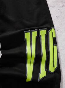 SHEIN Teen Boy Y2K Knit Solid Color Lettering Towel Embroidery Drawstring Pocket Casual Sweatpants