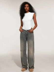 Forever 21 Nuevo body casual sin mangas blanco, versátil para otoño-invierno - Blanco - Ver 3