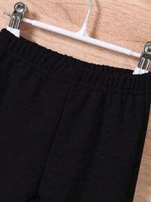 SHEIN Bộ 2 món/Bộ áo nỉ trùm đầu và quần nỉ thường ngày cho bé trai, mùa thu đông - màu đen - Xem 5
