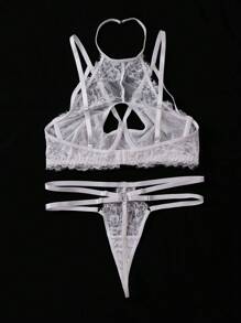 2pcs/Set Sexy Lace Lingerie Set For Women - White - View 2