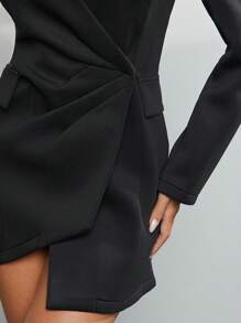Hauture Vestido blazer con cuello en V y bajo asimétrico