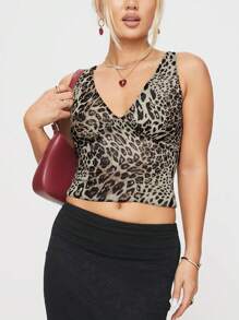 INAWLY Women's Sexy V-Neck Leopard Print Cropped Tank Top, Summer - Multicolor - View 3