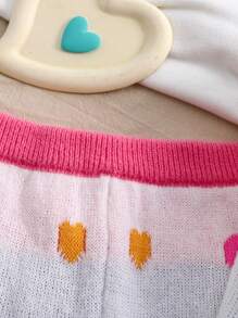 SHEIN Explorewe Bộ áo len dệt kim Jacquard nhiều màu hình trái tim cho bé gái và quần dệt kim, thể hiện phong cách sống động và đáng yêu. Thích hợp cho mùa thu/đông và các hoạt động ngoài trời - trắng - Xem 6