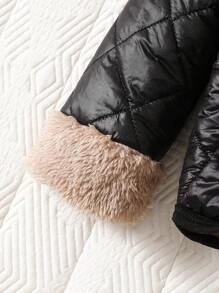 Conjunto de 2 piezas de ropa cálida y gruesa para bebé niño/niña para otoño/invierno, con chaqueta con capucha de forro polar y pantalones deportivos gruesos, estilo coreano, a prueba de viento, suave y acogedor para la temporada fría