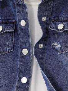 2pcs Baby Boy Fashionable Denim Outfit, Casual Jacket And Pants Set, Spring Autumn - Blue - View 8