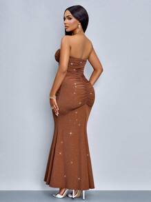 SOLERSUN Winter Clothes For Women Sexy Bodycon Twist Ruched Detail Sparkling Sequins Dress Bodycon Elegant Dress,Suitable For Christmas Party Vacation & Dating