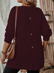 SHEIN CURVE+ 秋冬季大码休闲纯色蝙蝠袖毛衣