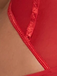 Allurite 女式纯色褶皱镂空紧身迷你连衣裙，适合新年服装 - 紅色 - 查看 7