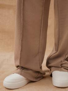 Celana Sweat Pria Katun Longgar dengan Motif Cuci - Coklat - View 3