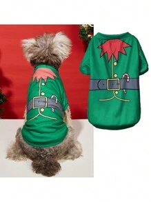 PETSIN 1 Stück Weihnachten Haustierkleidung, Weihnachten Kostüm für Haustiere, Hund Katze T-Shirt im Weihnachtsmann-Stil, Weihnachtsgeschenk für Haustiere - Verschiedenfarbig - Übersicht 2