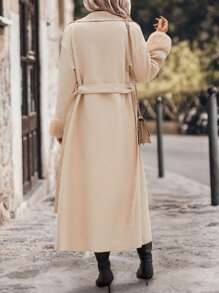 SHEIN Clasi 女士蓬松袖口休闲夹克、外套 - 駝色 - 查看 2