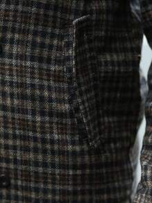 Manfinity Homme 男士休闲格子领双排扣大衣，秋季，风衣男士外套，男士大衣，秋冬男士衣服，冬季男士大衣 - 彩色 - 查看 3