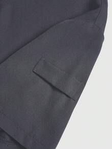 SHEIN TaskFit Women Color Block Trim Short Sleeve Top, Scrub Tops,Women's V-Neck Multi-Pocket Work Uniform Coat Tops, Women's Health Examination Surgical Uniforms, Pet Grooming, Dental Masseur Clothing, Studio Fashion Women's Work Uniforms, Nutritionist Work Clothes, Laboratory Work Clothes, Women's Tops, Multi-Pocket Functional Work Clothes, Tops With Buttons On The Collar For Easy Wearing And Taking Off, Functional Women's Clothing For Christmas, New Year And Valentine's Day, Winter And Spring Women's Clothing - Grey - View 4