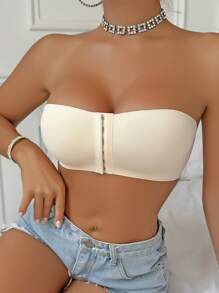 Ladies Front Closure Padded Push-Up Brassiere - Apricot - View 5