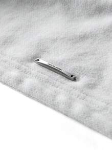 NEON BLANC Sudadera con capucha de manga corta raglán con logotipo bordado lavado, caja de punto, adecuada para otoño e invierno - Gris Claro - Ver 9