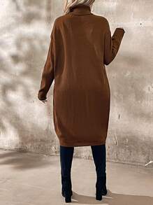 SHEIN LUNE 大码不对称下摆宽松高领毛衣，秋冬季休闲款