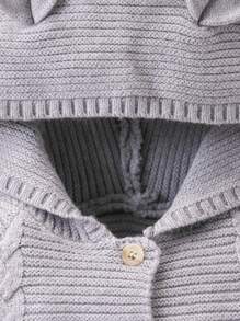 男婴连帽针织连体衣，长袖毛衣连体裤，舒适保暖，适合秋冬季，灰色，适合日常穿着、室内、户外和旅行 - 灰色 - 查看 5