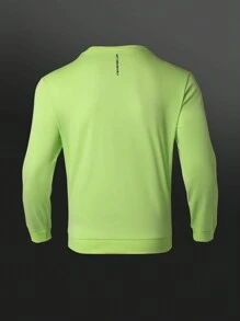 Gym Rark Boyfriend Style Men's Casual Solid Color Round Neck Sweatshirt Compression Shirt Men - Green - View 2