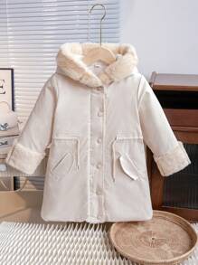 Novo estilo de casacos de inverno casuais com capuz para meninas